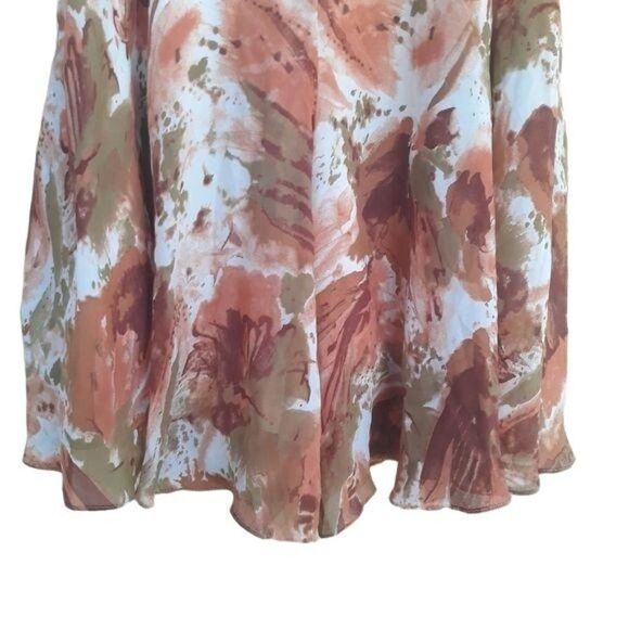 Vtg 80's Womens Pants Culottes High Rise Wide Leg Flowy Brush Stroke Peach Sz M - Picture 7 of 7